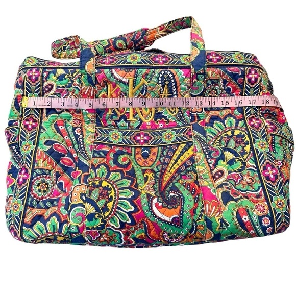 Vera Bradley large duffle bag overnight carry-on shoulder travel weekender zip - Picture 13 of 15